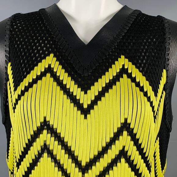 ALEXANDER WANG Black Yellow Polyester Woven Lamb Skin Cocktail Dress - Picture 2 of 6
